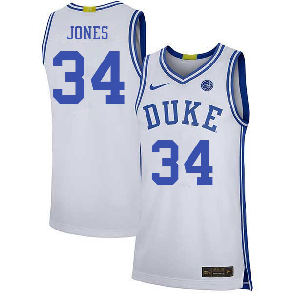 Men #34 Bates Jones Duke Blue Devils College Basketball Jerseys Sale-White